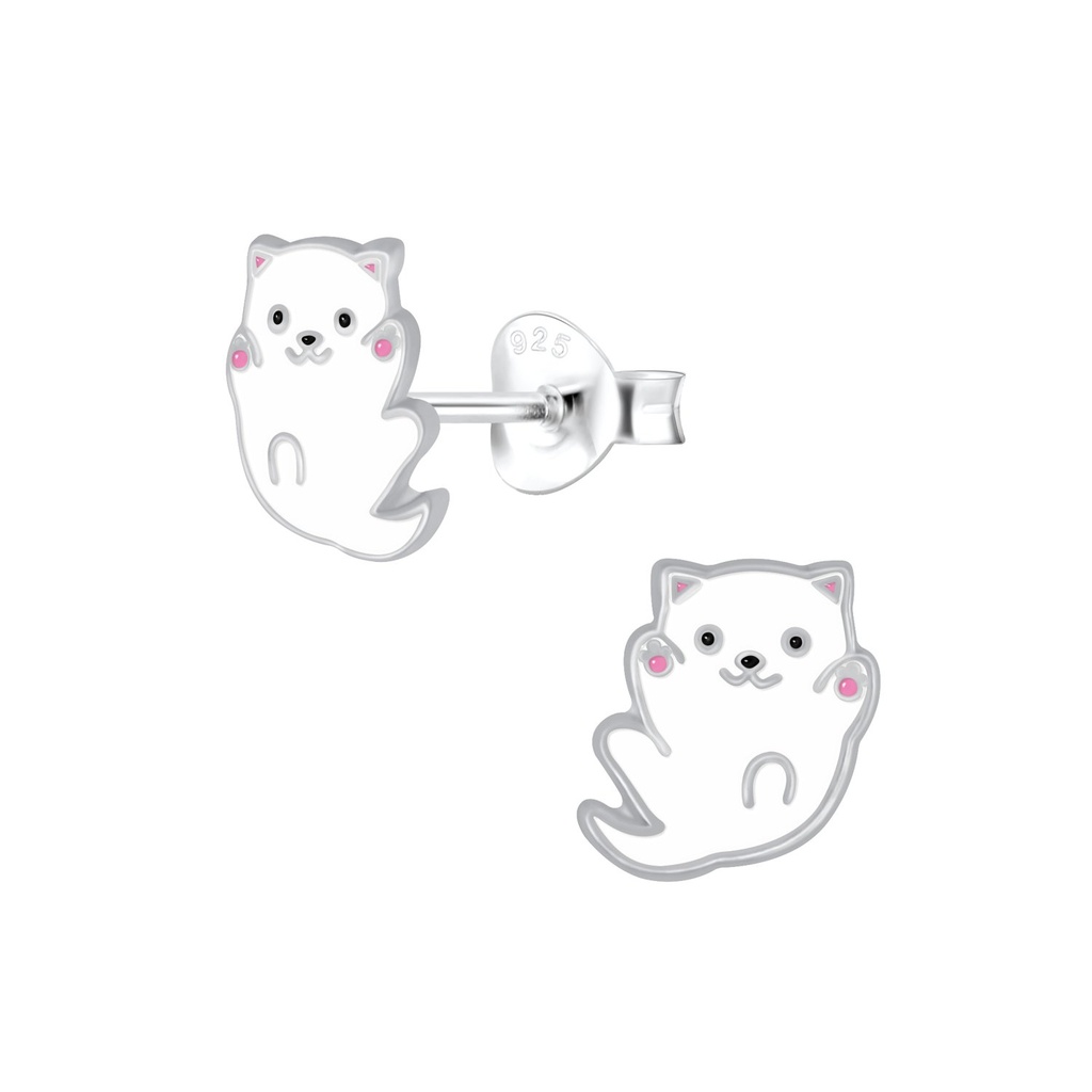 Puces d'oreilles chat en argent