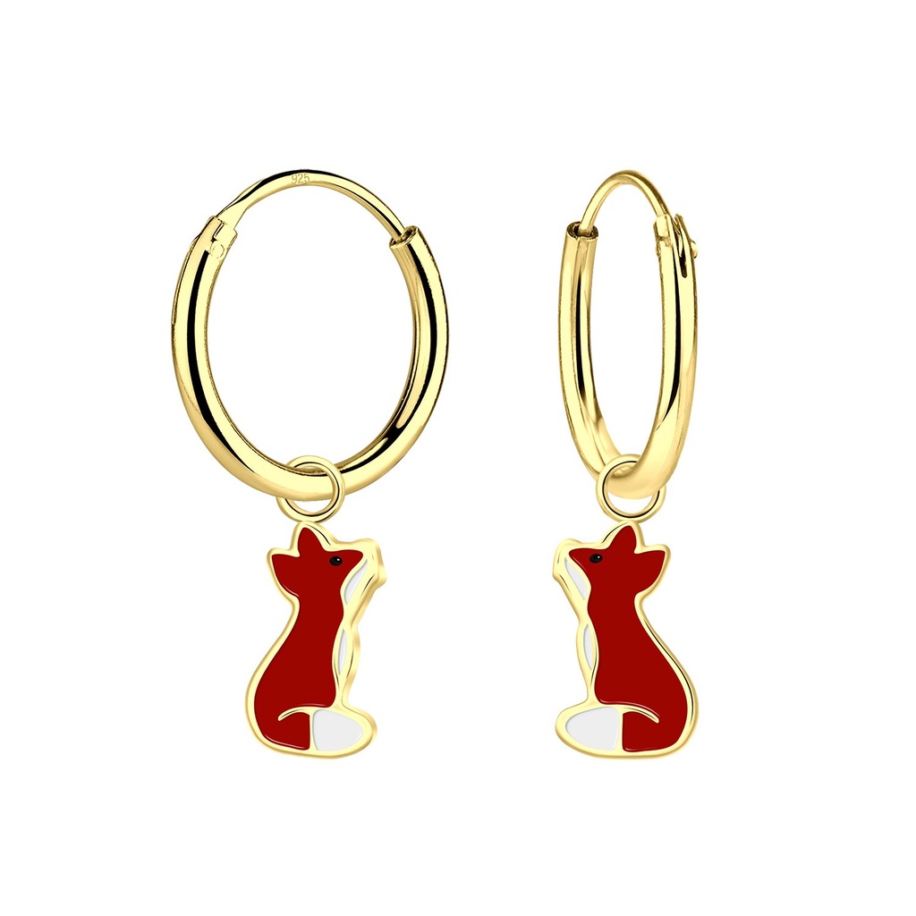 Silver Fox Charm Hoop Earrings