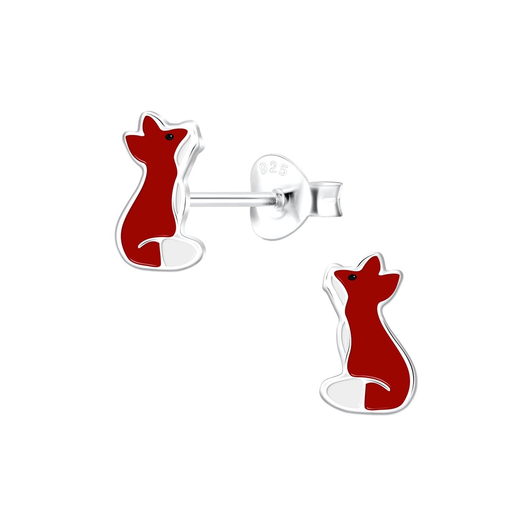 Silver Fox Stud Earrings