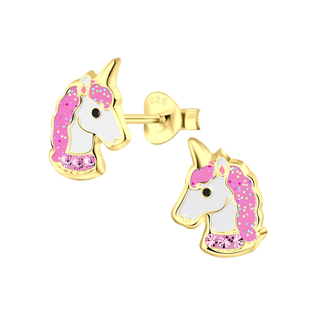 Silver Unicorn Stud Earrings