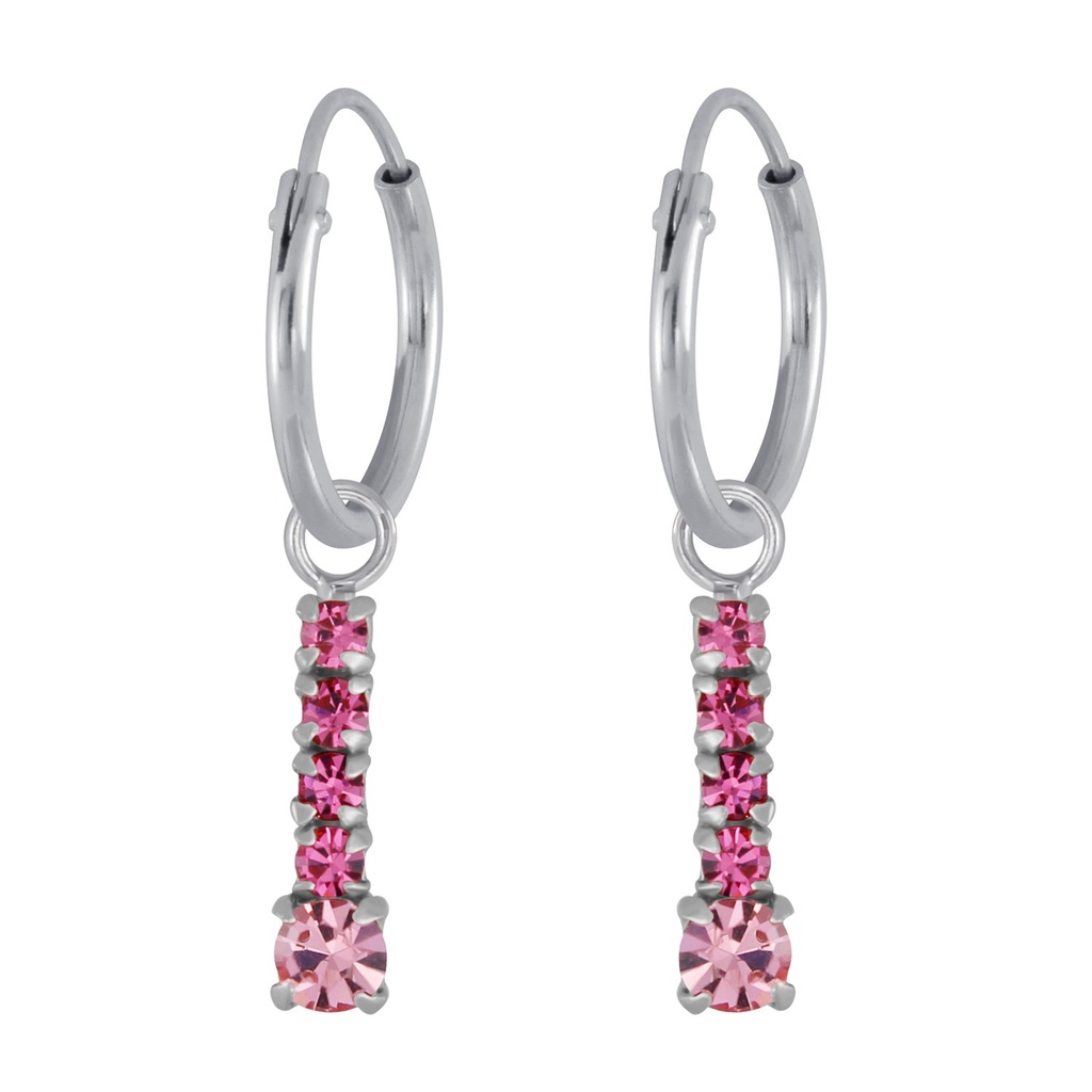 Silver Bar Charm Hoop Earrings