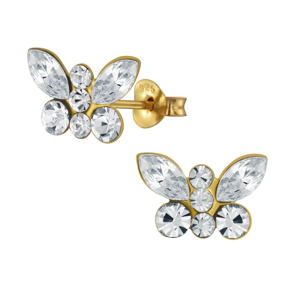 Puces d'oreilles papillon en argent