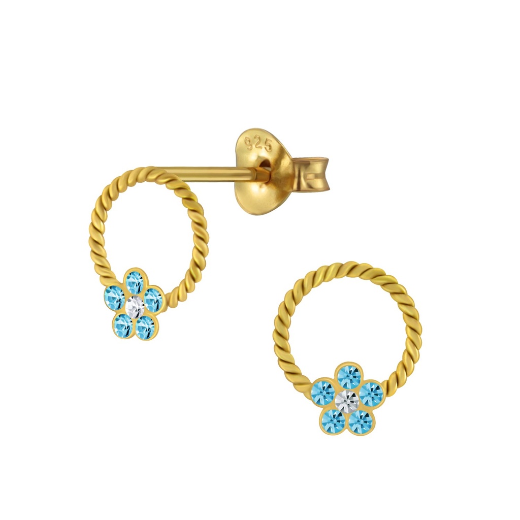 Puces d'oreilles fleur en argent