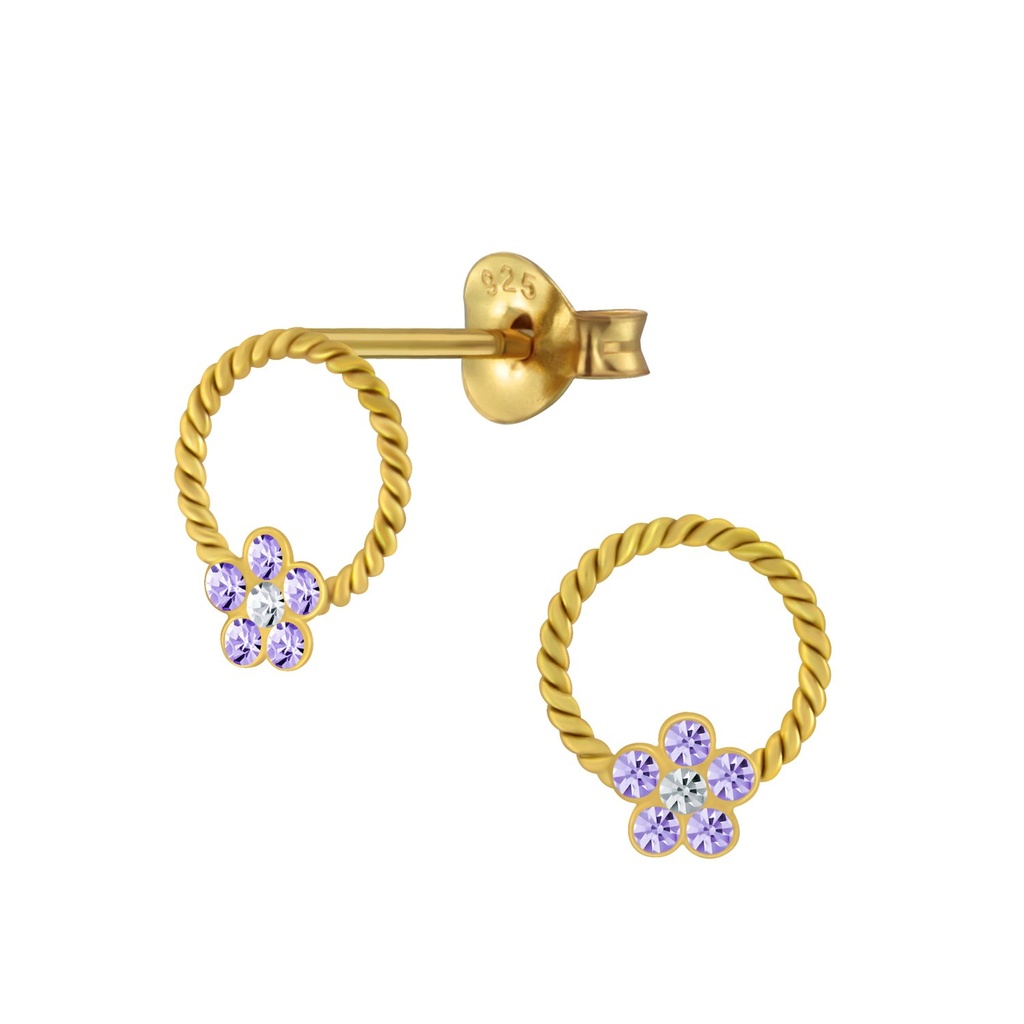 Puces d'oreilles fleur en argent