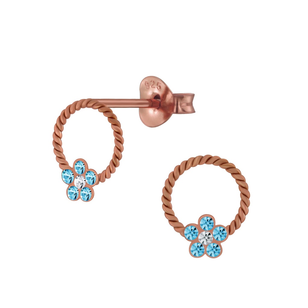 Puces d'oreilles fleur en argent