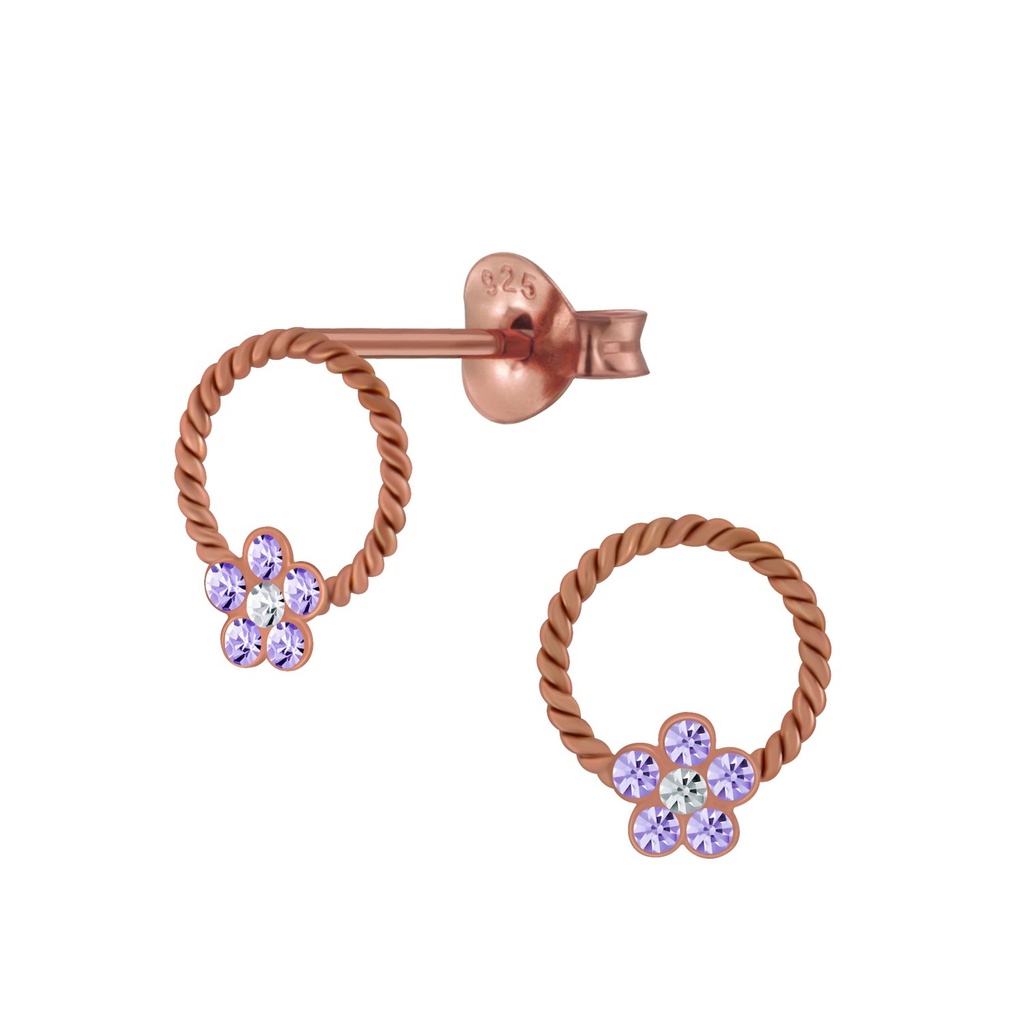 Puces d'oreilles fleur en argent