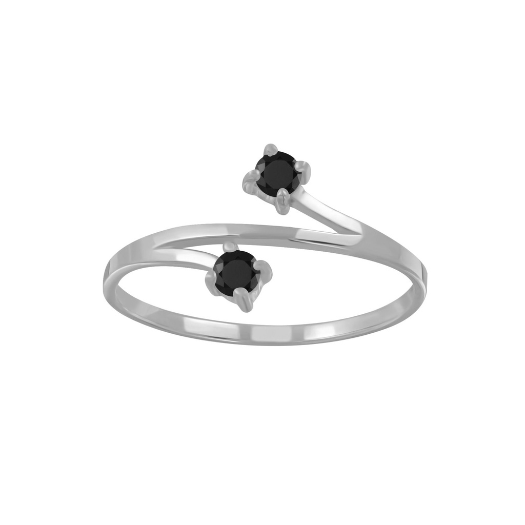 [10005994] Silver Two Stone Silver Ring (EU 52 / US 6)