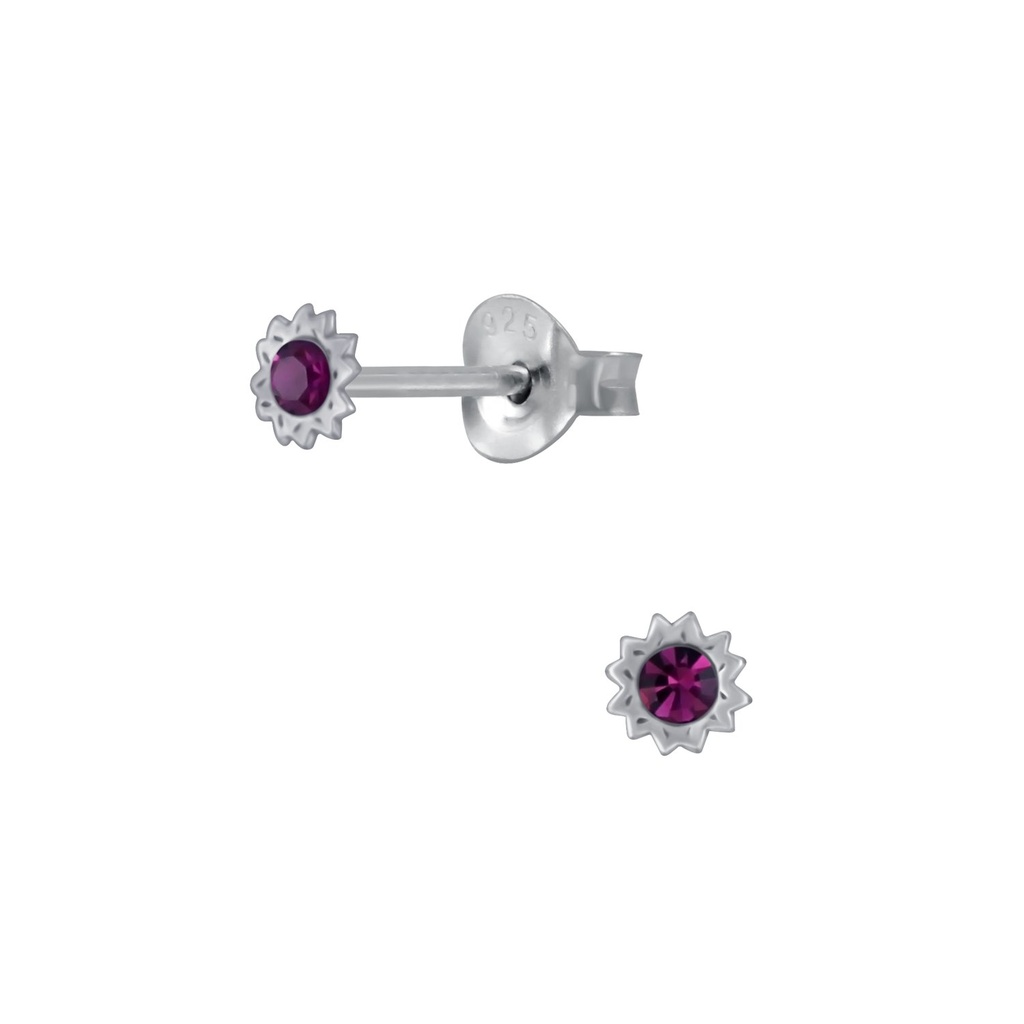 Puce d'oreille fleur en argent