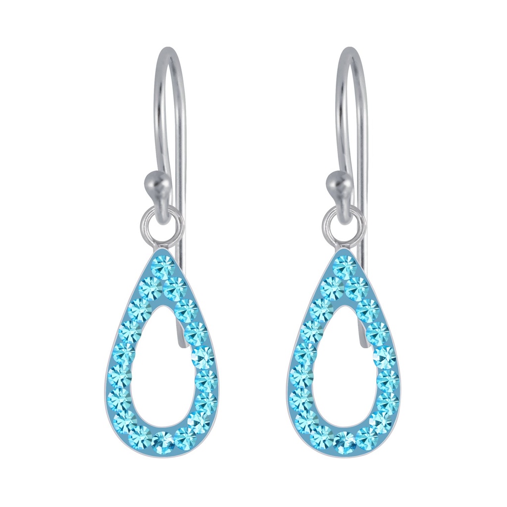Silver Tear Drop Crystal Earring