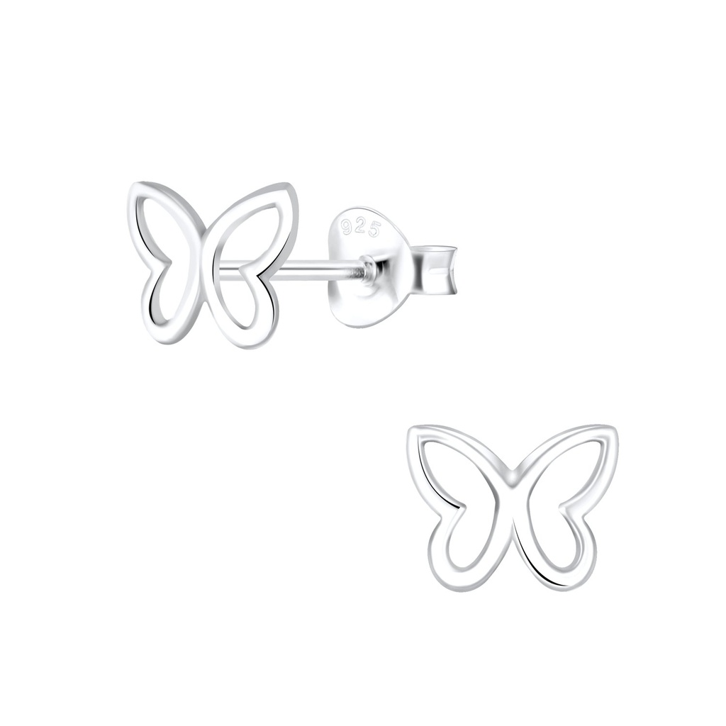 Puces d'oreilles papillon en argent