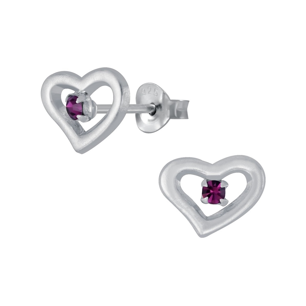 Silver Heart Stud Earrings