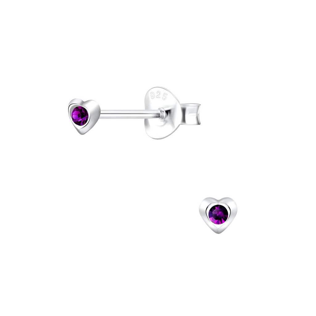 Silver Heart Stud Earrings