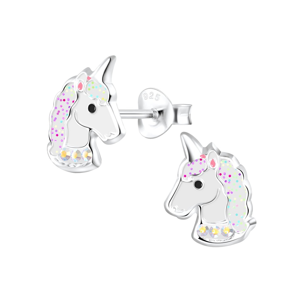Silver Unicorn Stud Earrings