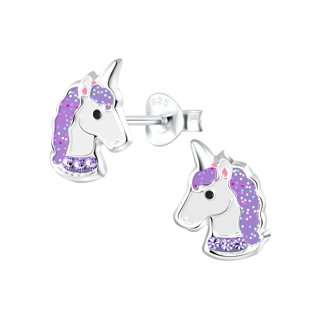 Silver Unicorn Stud Earrings