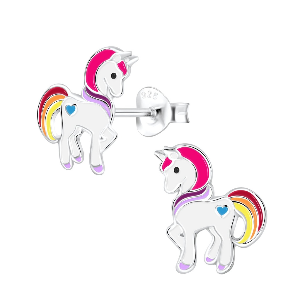 Silver Unicorn Stud Earrings