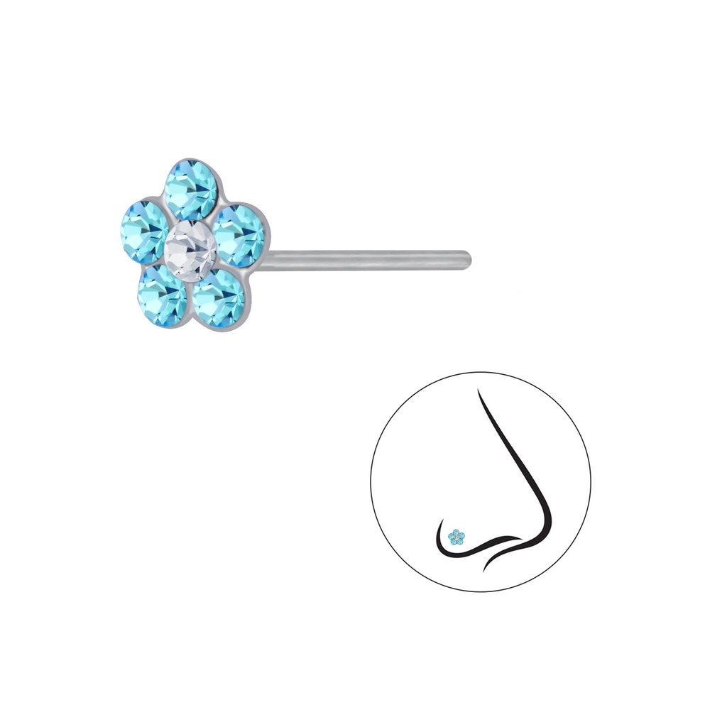 Clou de nez en argent cristal fleur