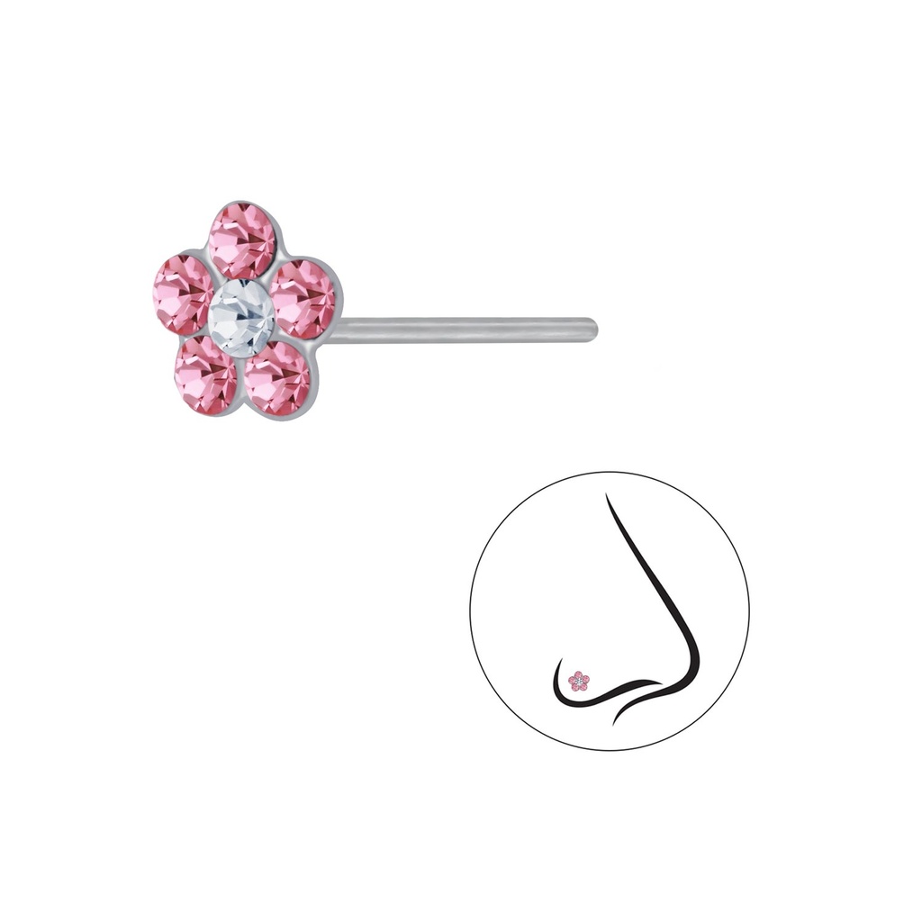Clou de nez en argent cristal fleur