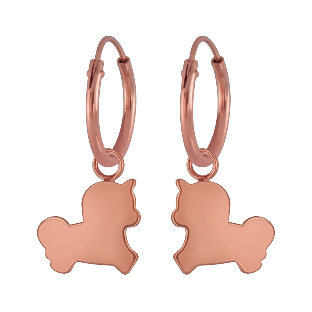 Silver Unicorn Charm Hoop Earrings