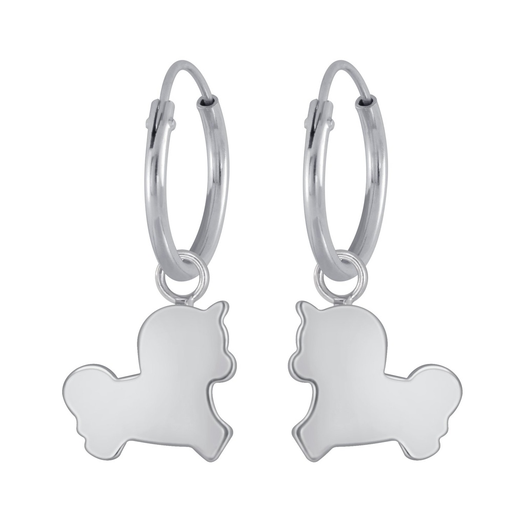 Créoles breloque licorne en argent