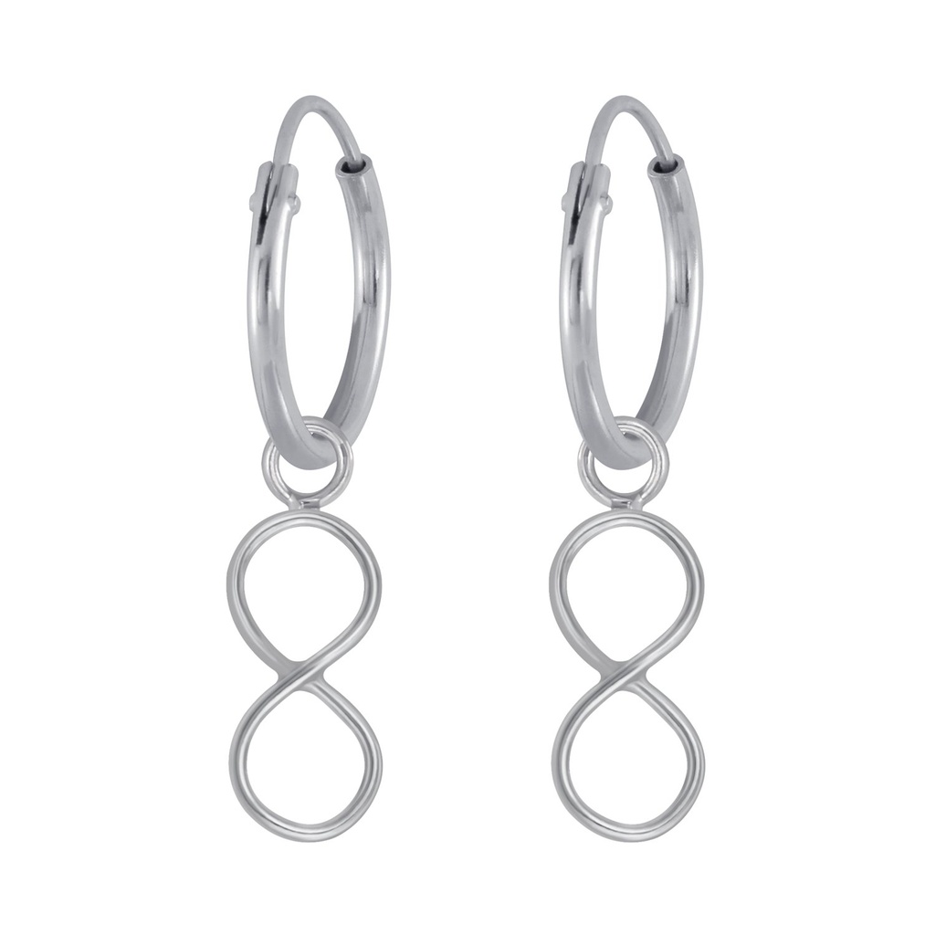 [10005229] Silver Infinity Charm Hoop Earrings