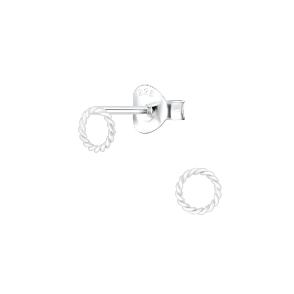 Puces d'oreilles cercle torsadées en argent