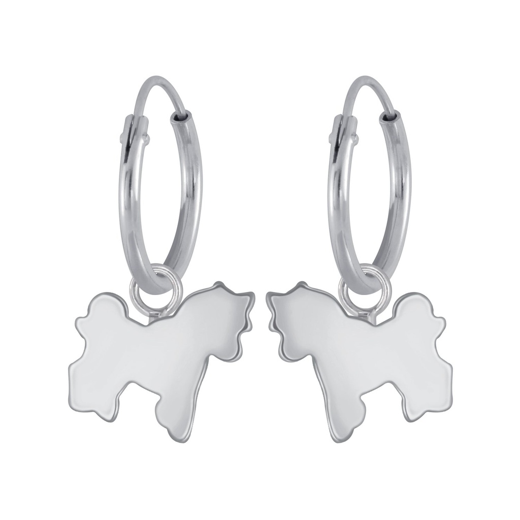 [10005212] Silver Unicorn Charm Hoop Earrings