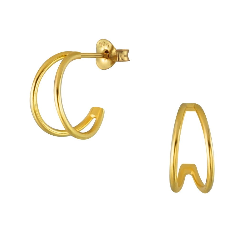 Silver Half Hoop Stud Earrings