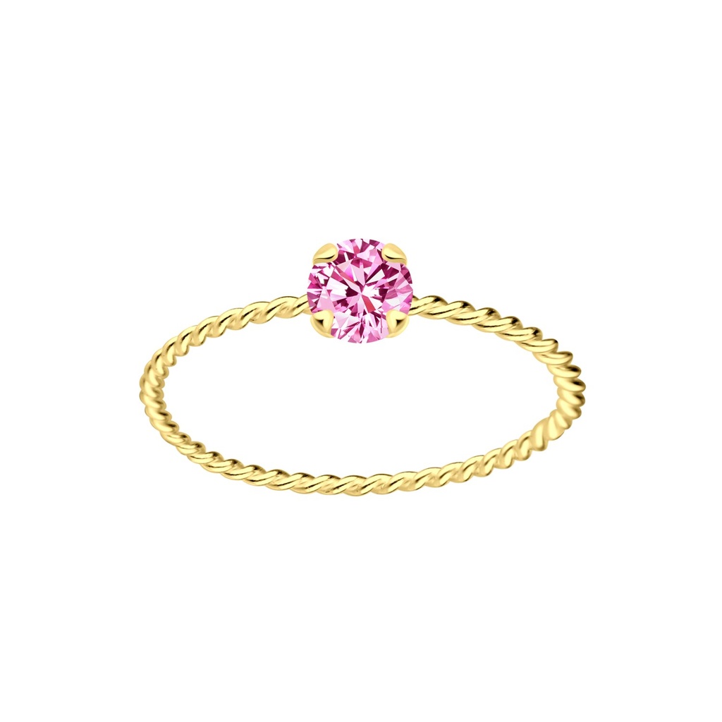4mm Round Cubic Zirconia Silver Twisted Band Solitaire Ring