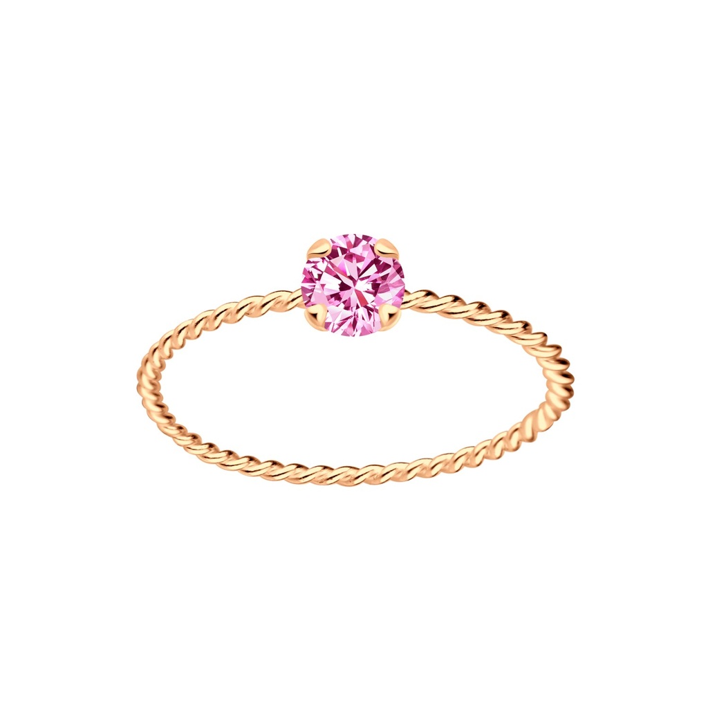[10005185] 4mm Round Cubic Zirconia Silver Twisted Band Solitaire Ring (EU 52 / US 6)