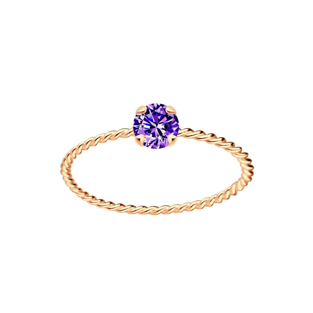 Bague solitaire jonc torsadée en argent