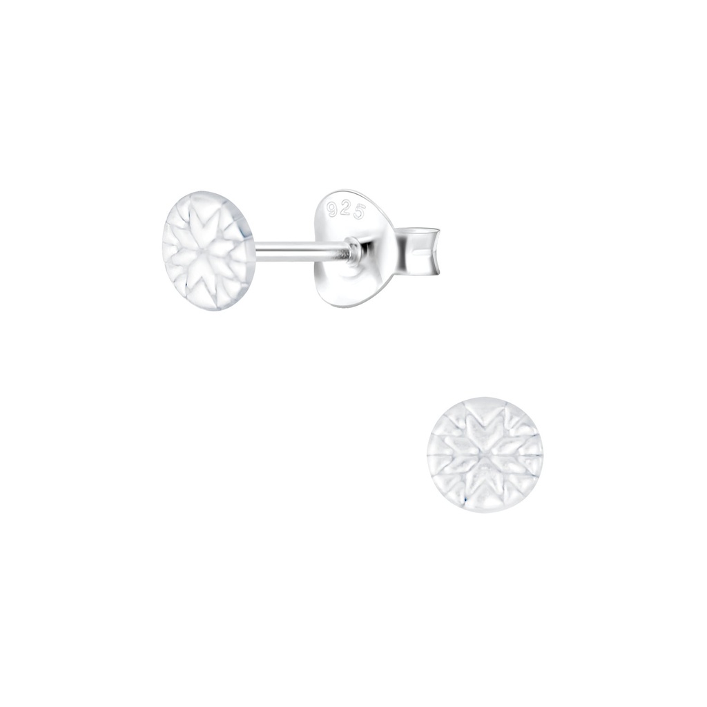 Silver Patterned Stud Earrings