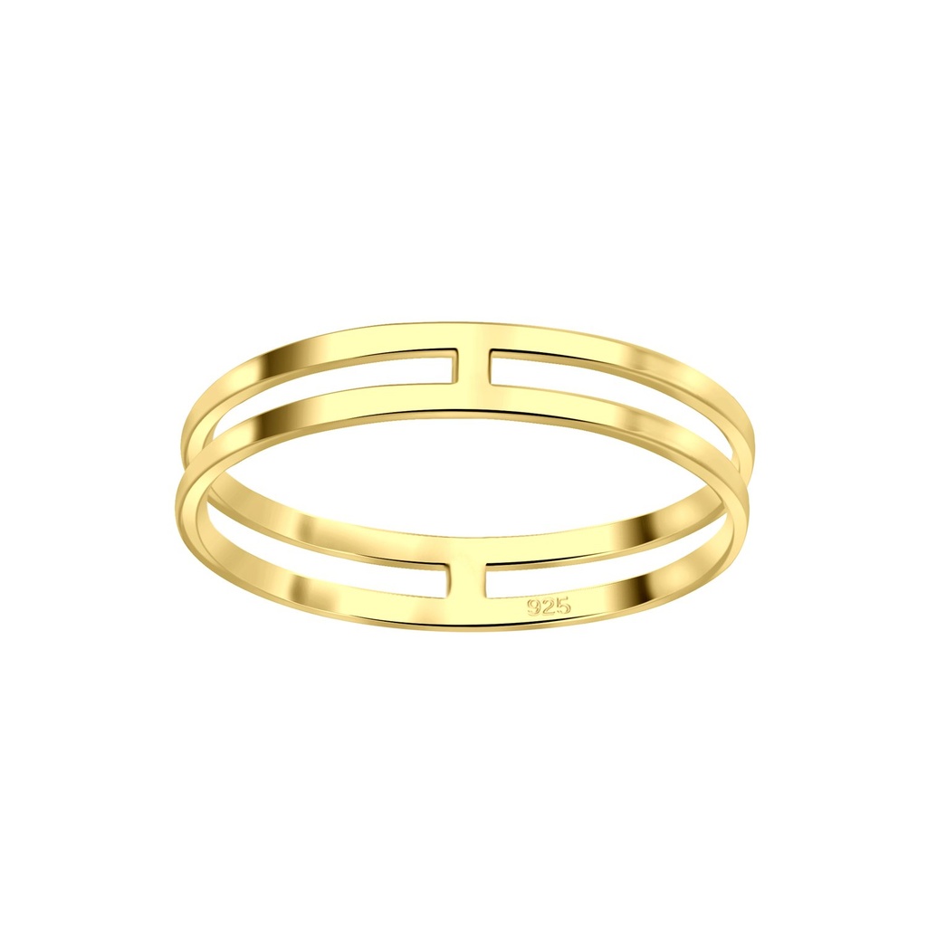 Silver Double Line Ring