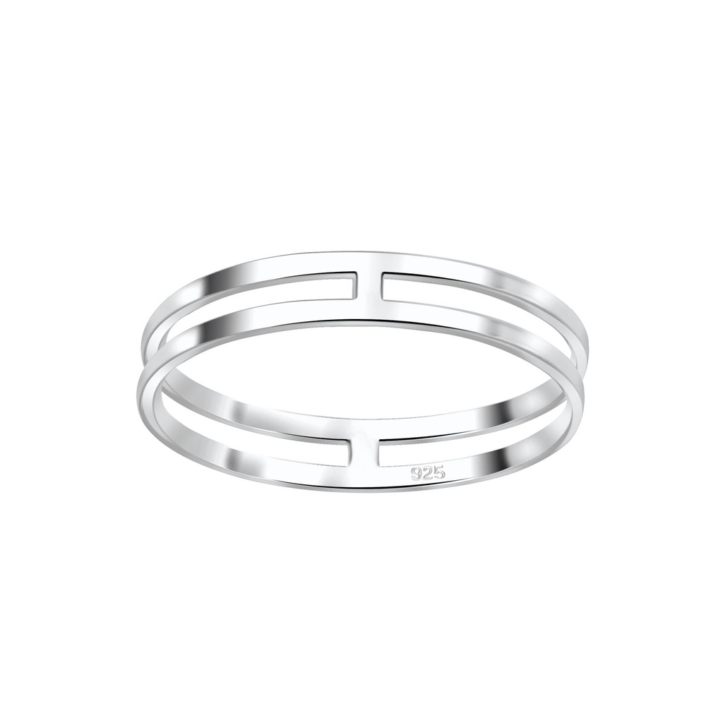 Bague double ligne en argent