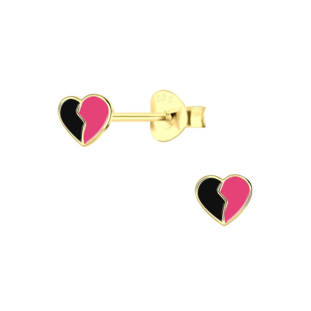 Puces d'oreilles cœur brisé en argent