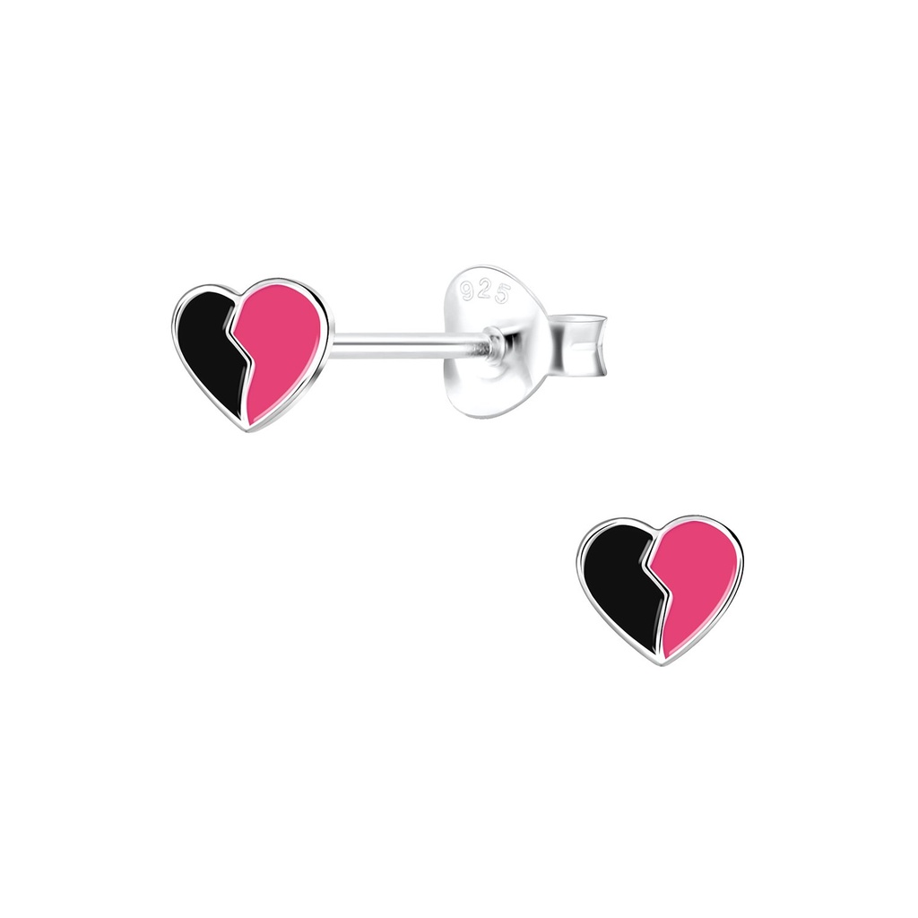 Silver Broken Heart Stud Earrings