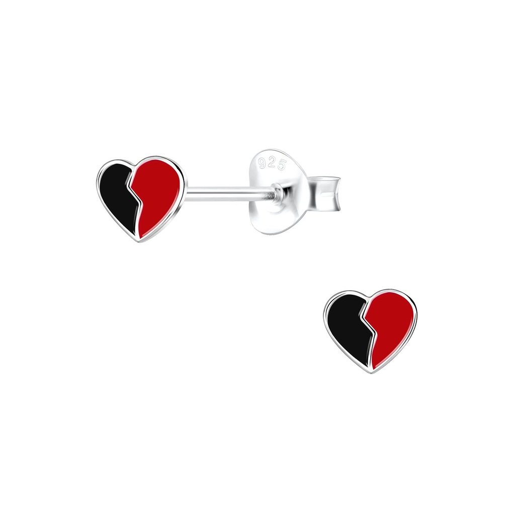 Silver Broken Heart Stud Earrings