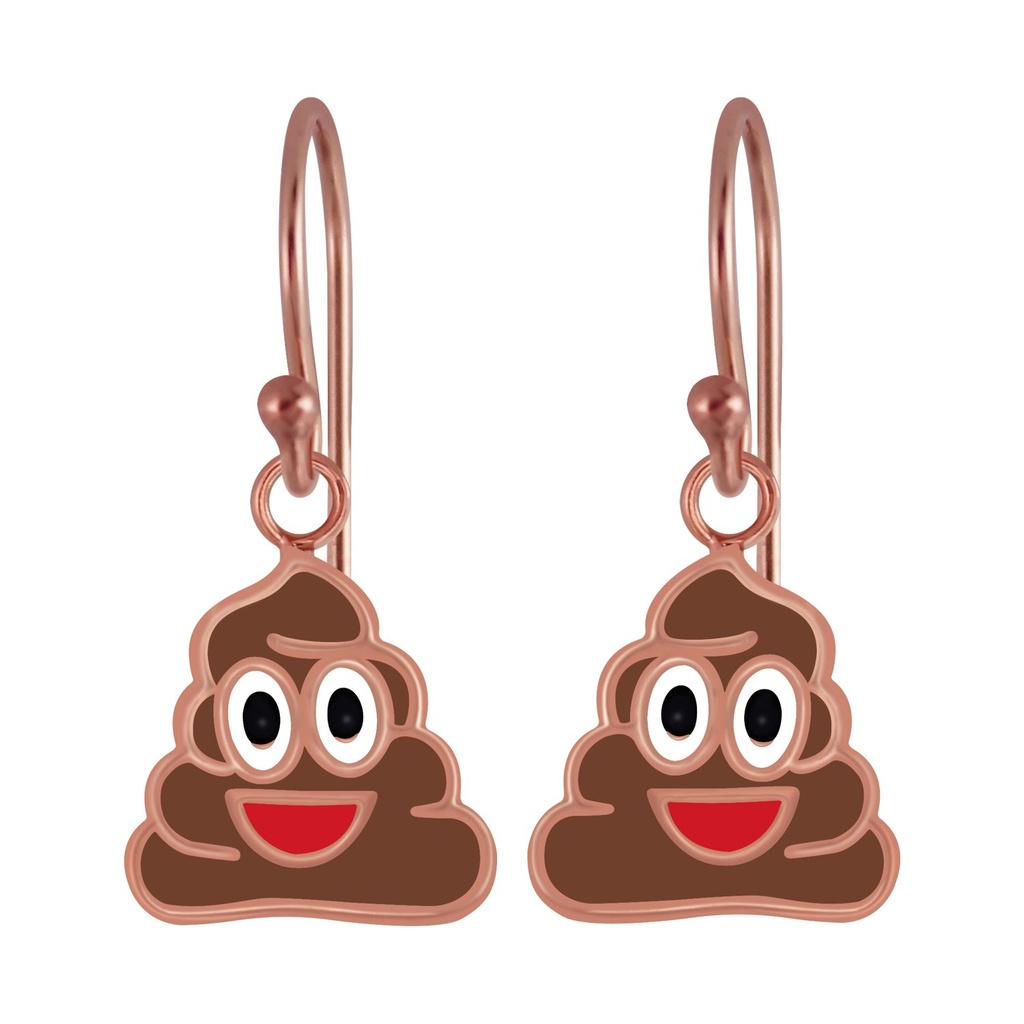 Silver Smiling Poo Earrings