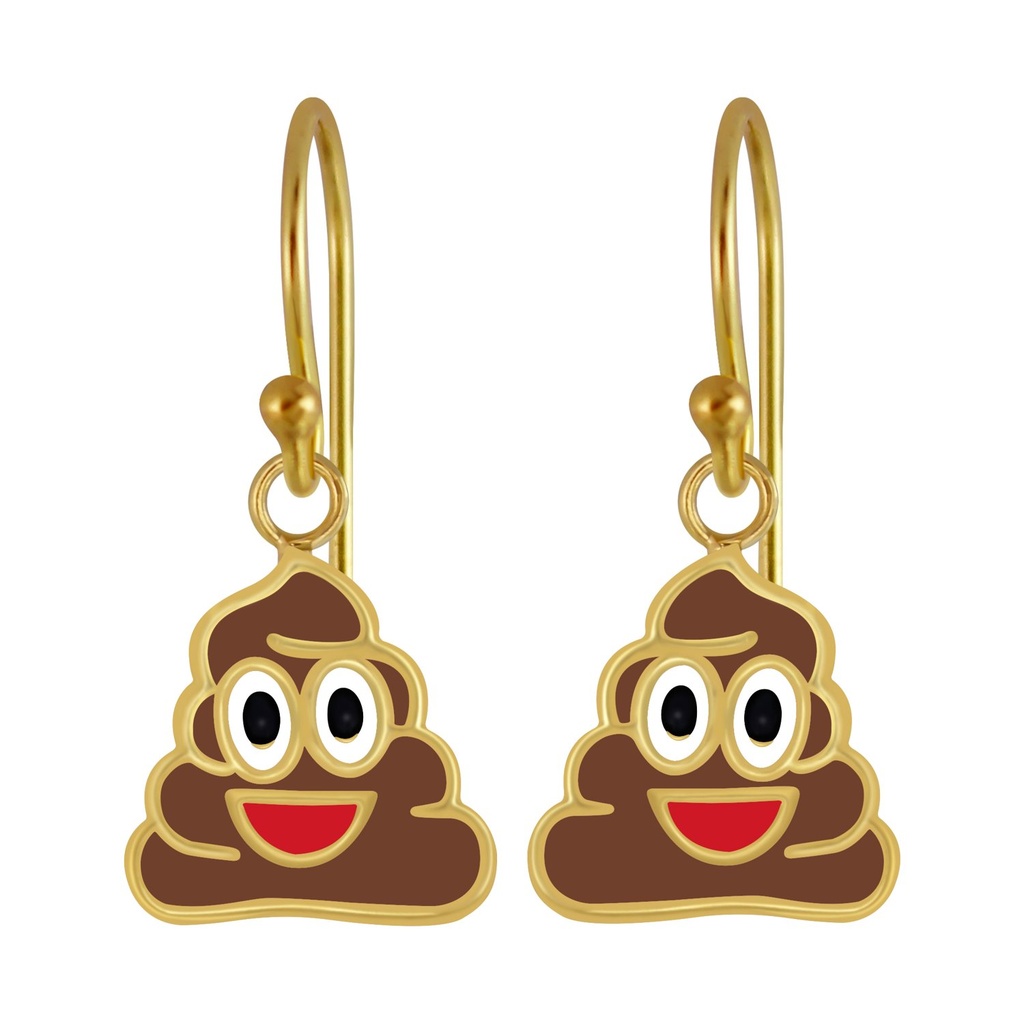 Silver Smiling Poo Earrings
