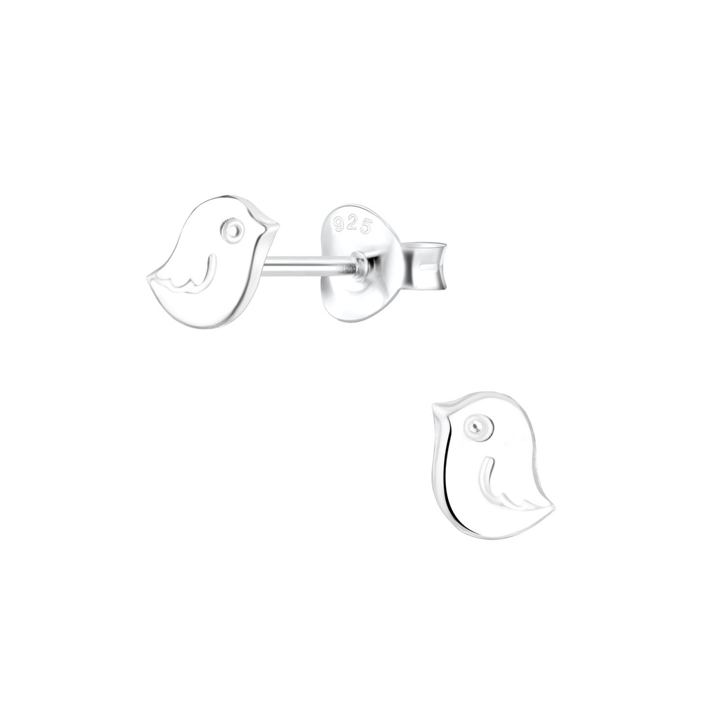 Puce d'oreille oiseau en argent