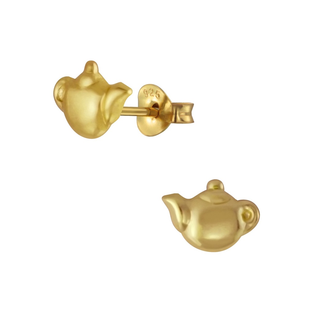 [10004992] Puces d'oreilles théière en argent