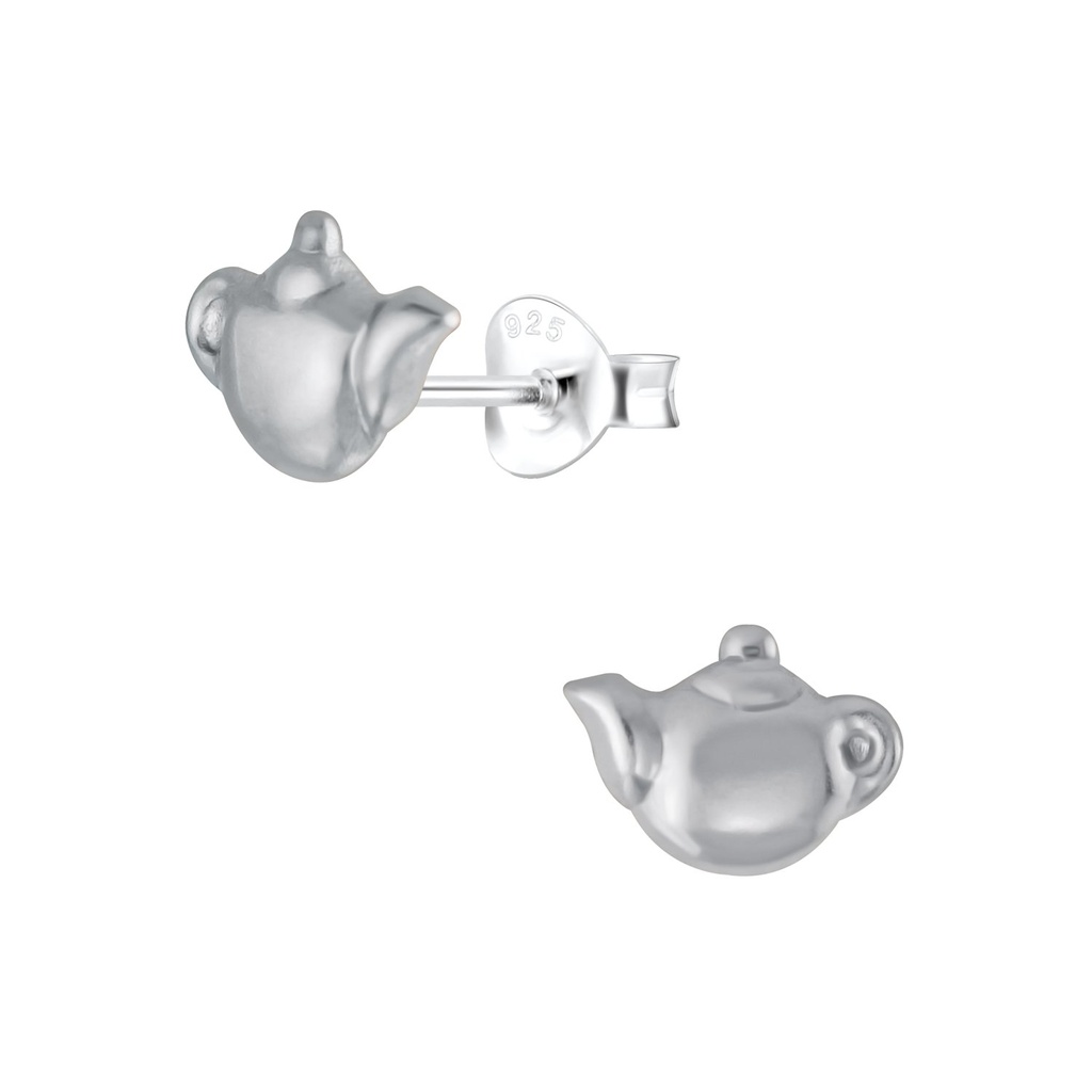 Puces d'oreilles théière en argent