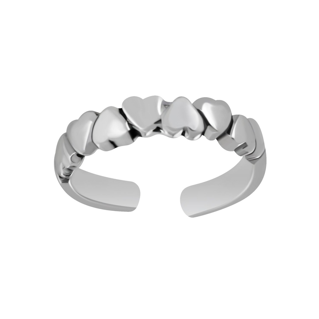 Bague d'orteil cœur réglable en argent