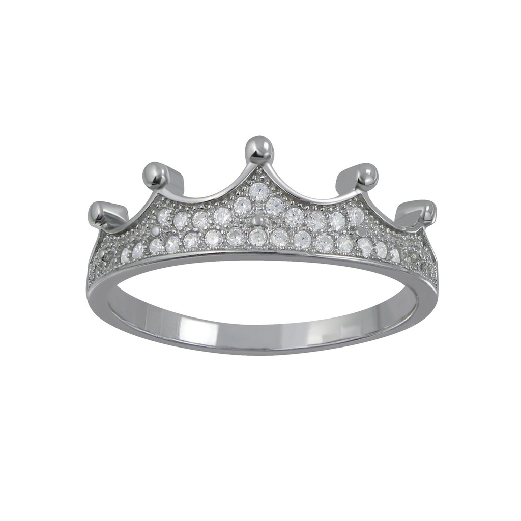 [10004964] Bague couronne en argent zircon (EU 52 / US 6)