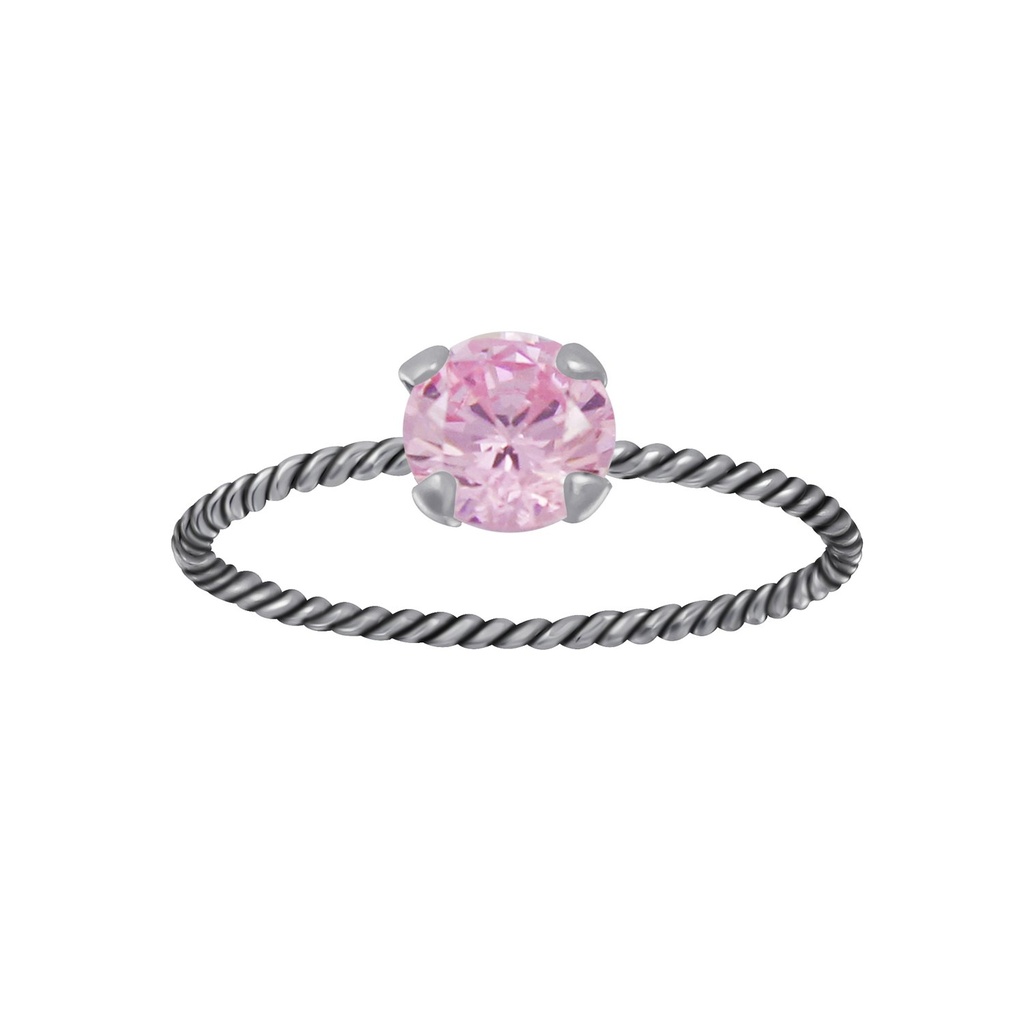 Silver Twisted Band Solitaire Ring