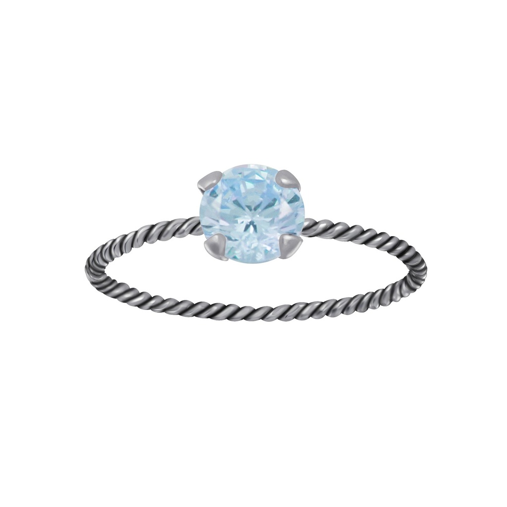 Bague solitaire jonc torsadée en argent