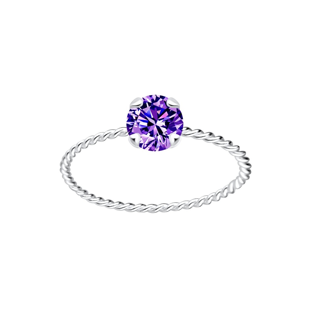 [10004871] Silver Twisted Band Solitaire Ring (EU 52 / US 6)