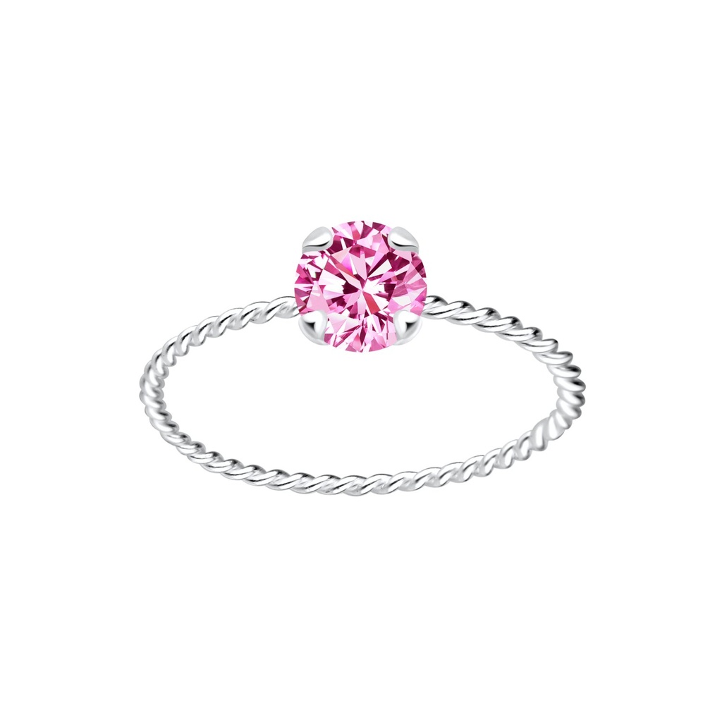 Bague solitaire jonc torsadée en argent