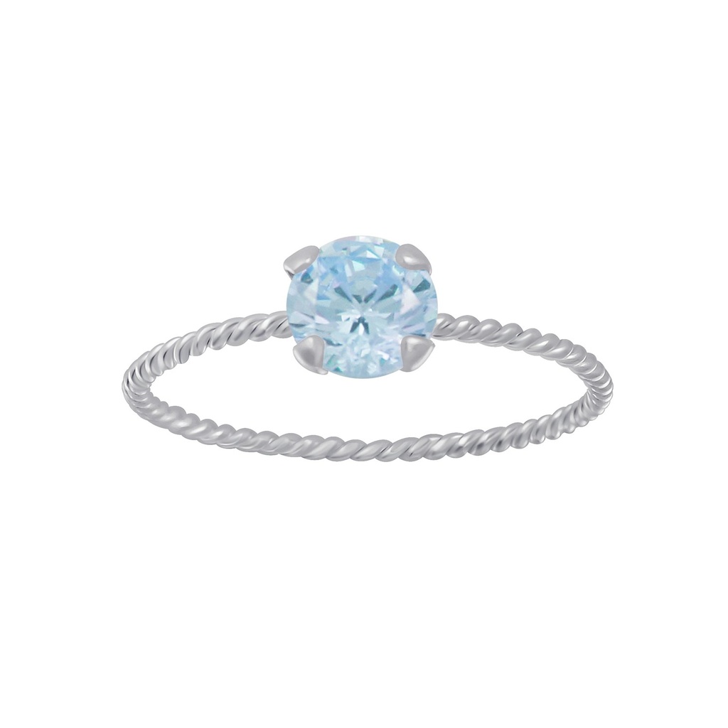 Silver Twisted Band Solitaire Ring
