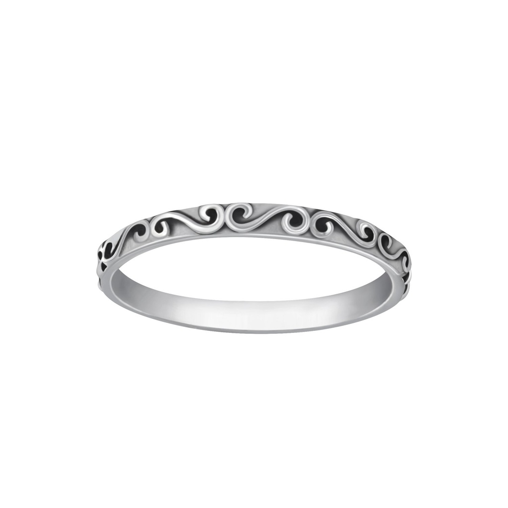 [10004838] Bague à motifs en argent (EU 49 / US 5)