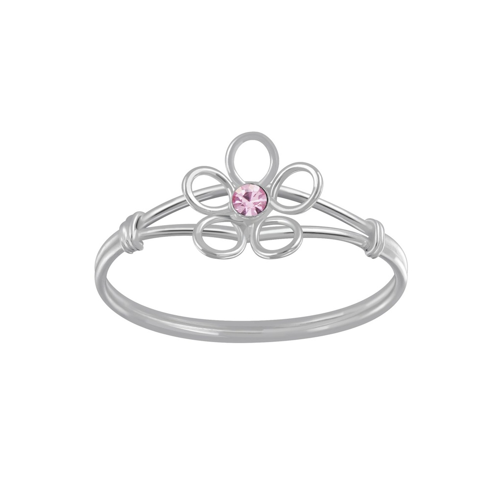 Bague en argent cristal fleur